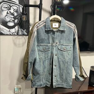 More Couture Hybrid Denim Bomber Jacket, 16 | Striped Street Style Jean Jacket